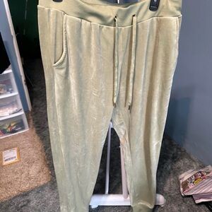White Mark Women's Velour Joggers in Light Green